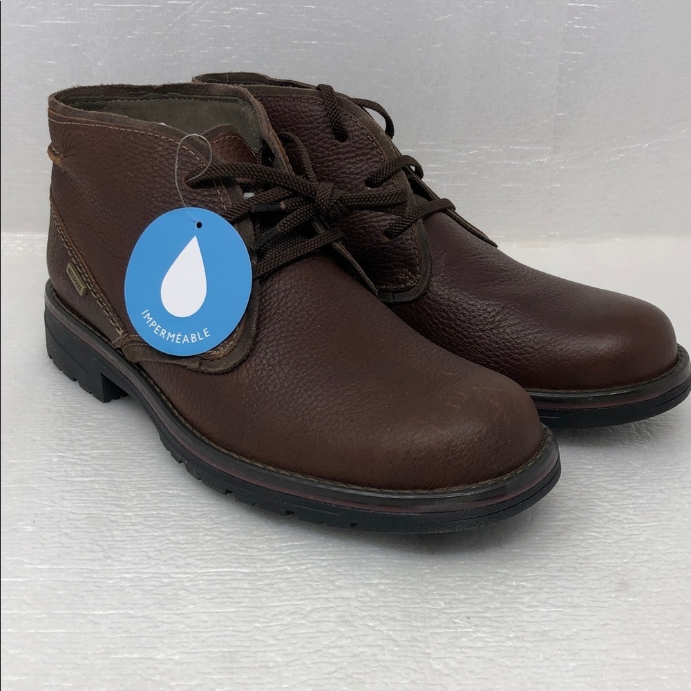 NEW Clarks Morris Peak Waterproof Brown Tumbled Leather Chukka Boot Men’s Size 7 - Picture 2 of 16